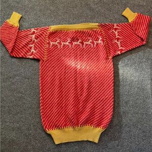 Vtg Ohrbachs Reindeer Sweater Tunic Boatneck Funky Beautiful Christmas Medium